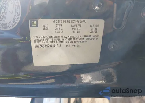 2009 Pontiac G6 from USA, damaged, VIN 1G2ZG57N294141213